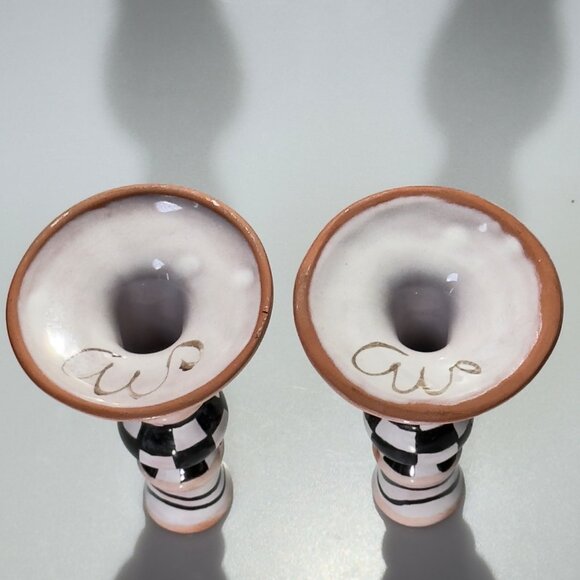 Hand-Painted Ceramic Candlestick Holders Pair With Unique Design - Picture 6 of 8